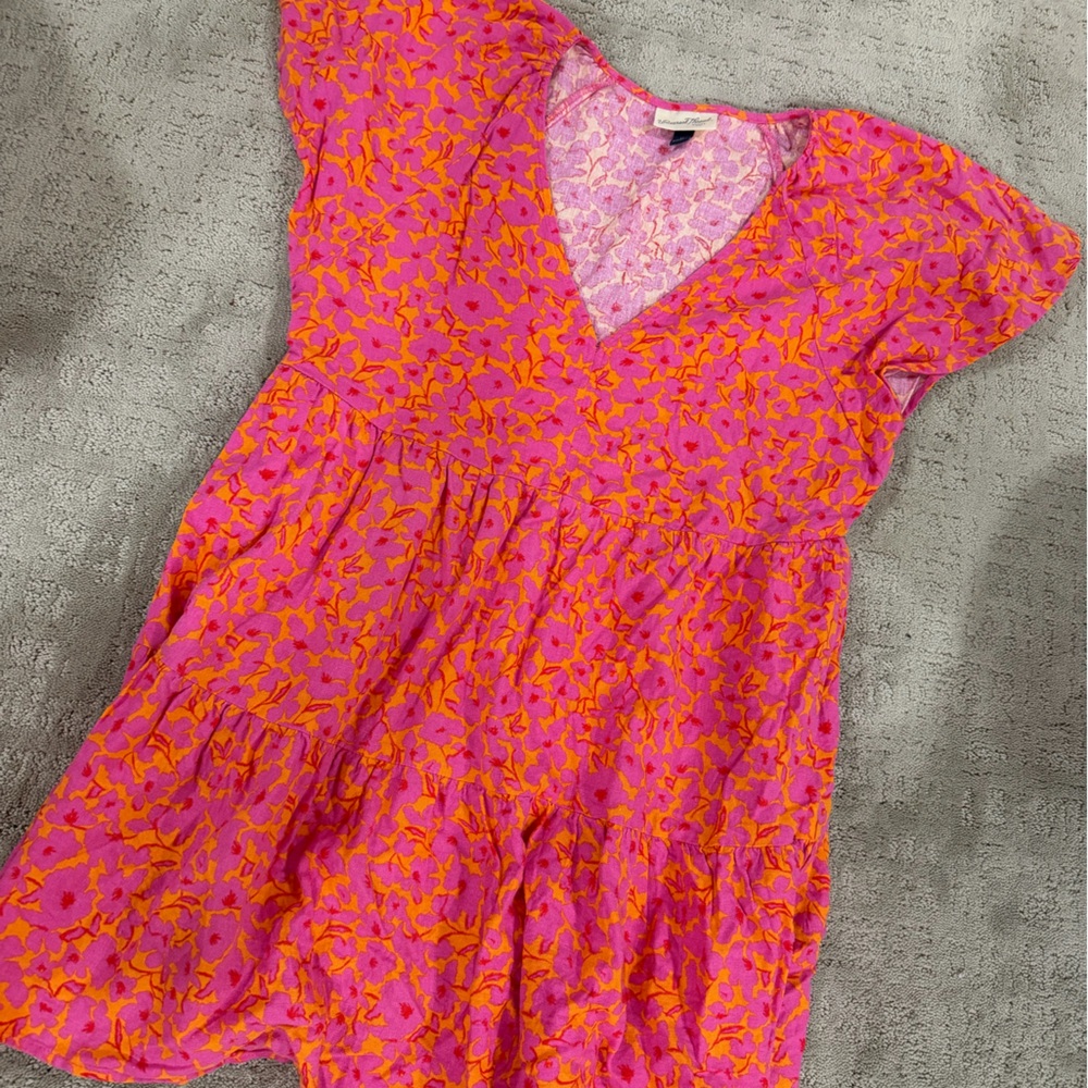 Bright Pink & Orange Floral Fit-and-Flare Dress